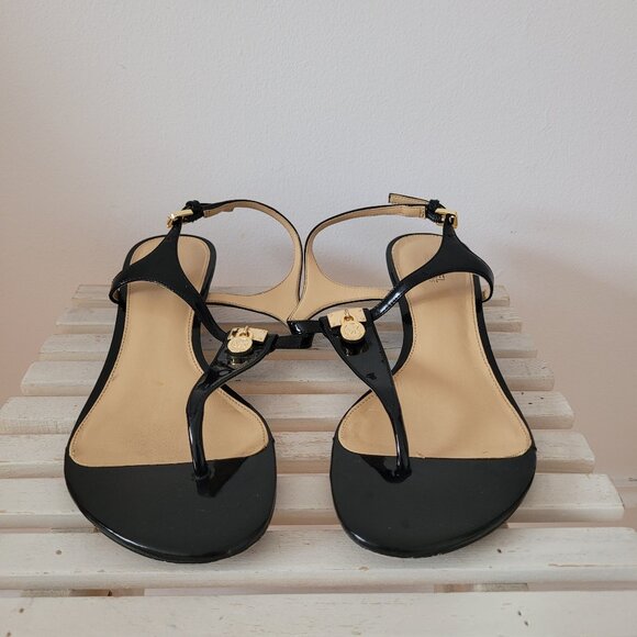 Michael Kors Wedged Black Patent Leather Sandals-Size 7 - Picture 3 of 12
